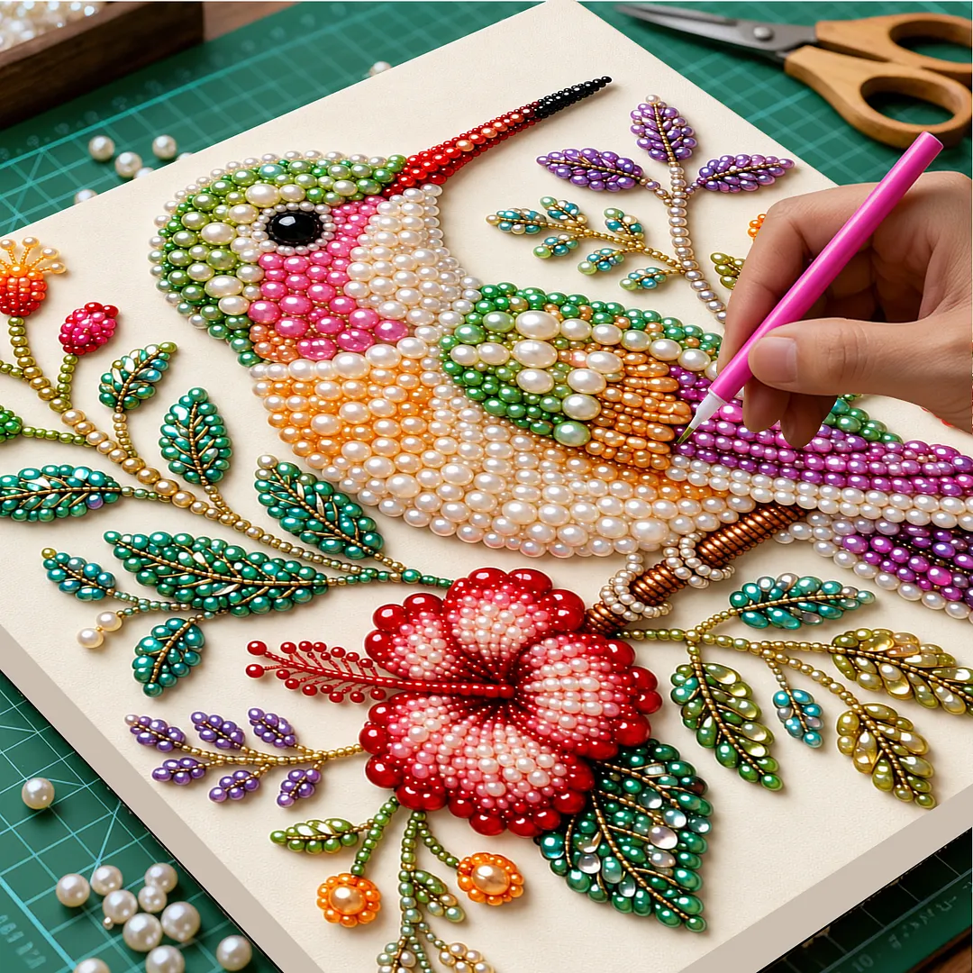 Framed Pearl Painting Kit Hummingbird 7.87x7.87in