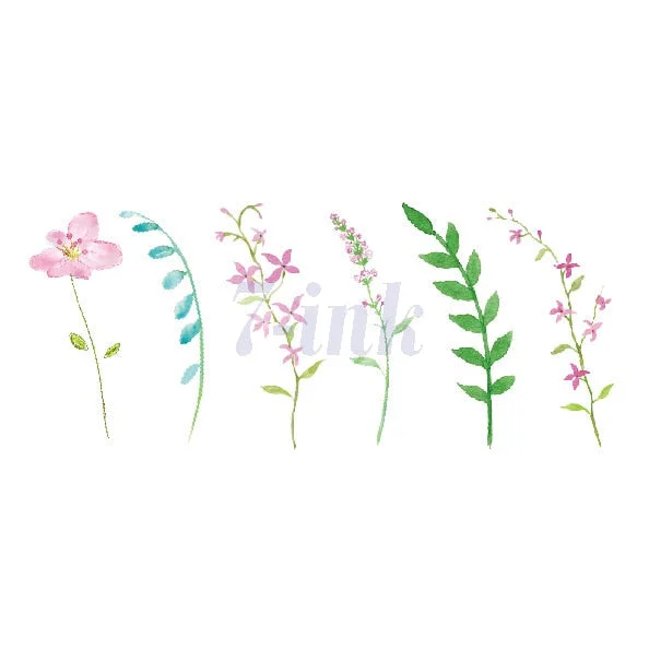 Water Transfer Tattoo cute lavender green red flowers Leavesl tatoo Waterproof Temporary fake Tatto for adults kid 10.5*6cm