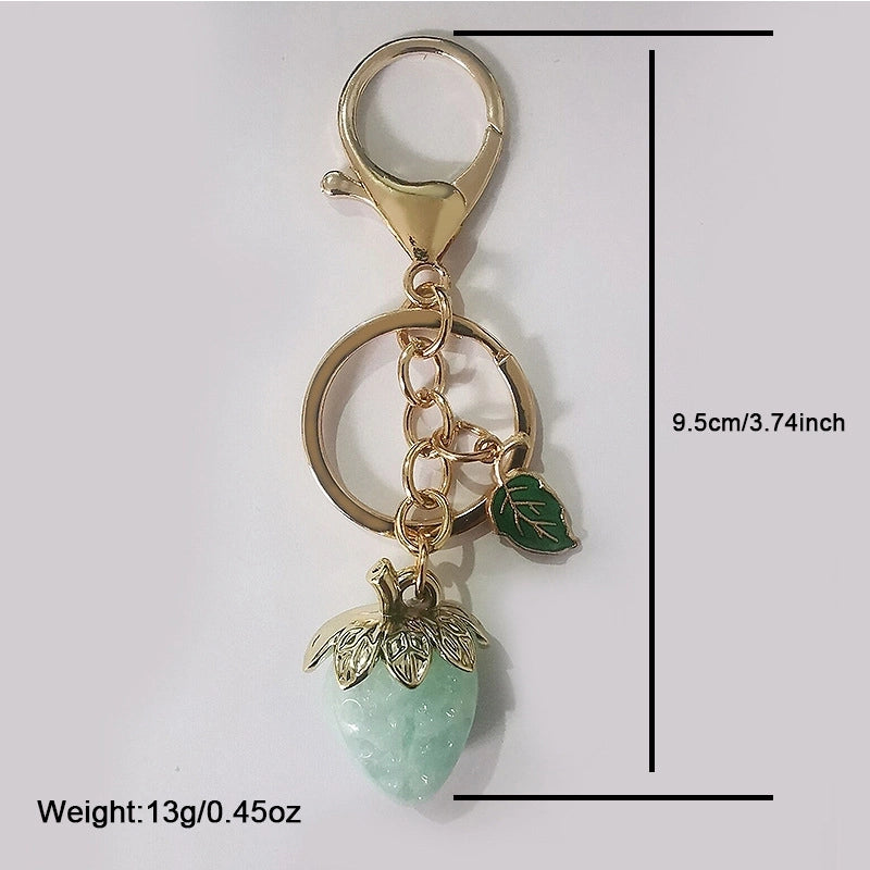 Pastoral Strawberry Alloy Resin Keychain