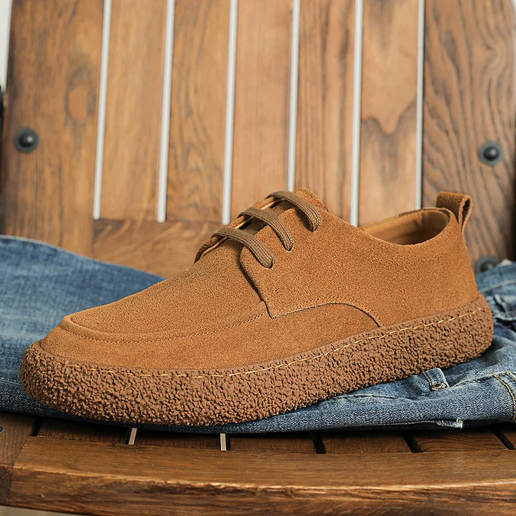 PU Leather Shoes Lace Up Low Top Retro Casual Shoes
