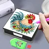 5D DIY PU Diamond Art Note Box with 160 Sheets Paper Memo Pad Holder (Chicken)