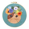 Cat Flower-DIY Embroidery Kit with Pattern Cotton Threads Needles Hoop 30*30cm/11.81*11.81in tapestrymarket