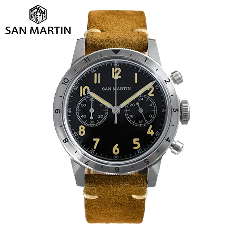 San Martin New Retro Pilot VK64 Chronograph Watch SN0127  San Martin Watch san martin watchSan Martin Watch