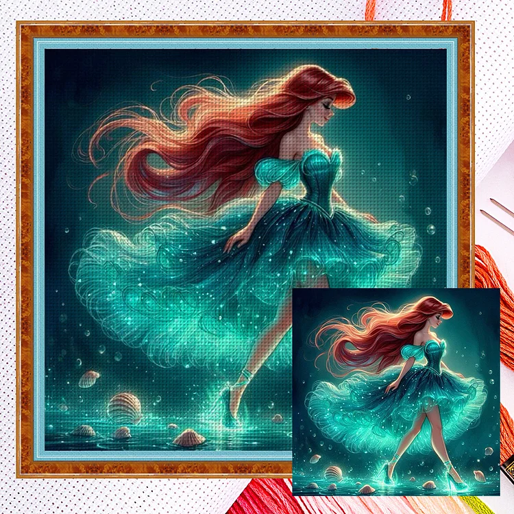 Dancing Princess Mermaid (40*40cm) 11CT Counted Cross Stitch gbfke