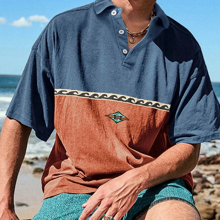 BrosWear Men'S Vintage Holiday Beach Short Sleeve Polo Shirt