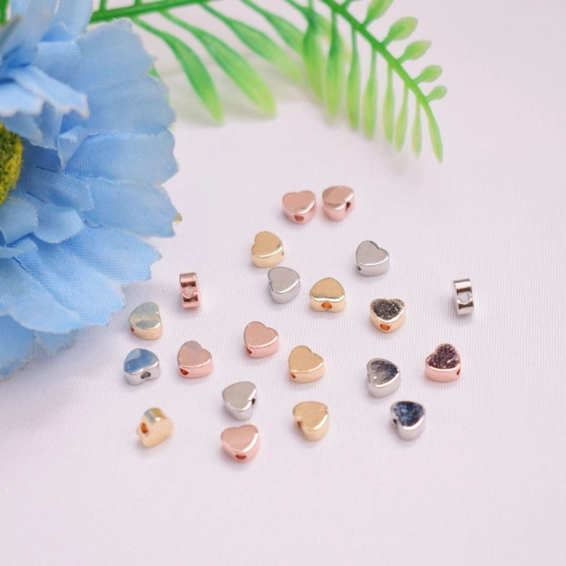 50 PCS/Package Diameter 5mm Diameter 6 Mm Diameter 7 Mm Hole 1~1.9mm Copper 14K Gold Plated 18K Gold Plated Heart Shape Polished Beads