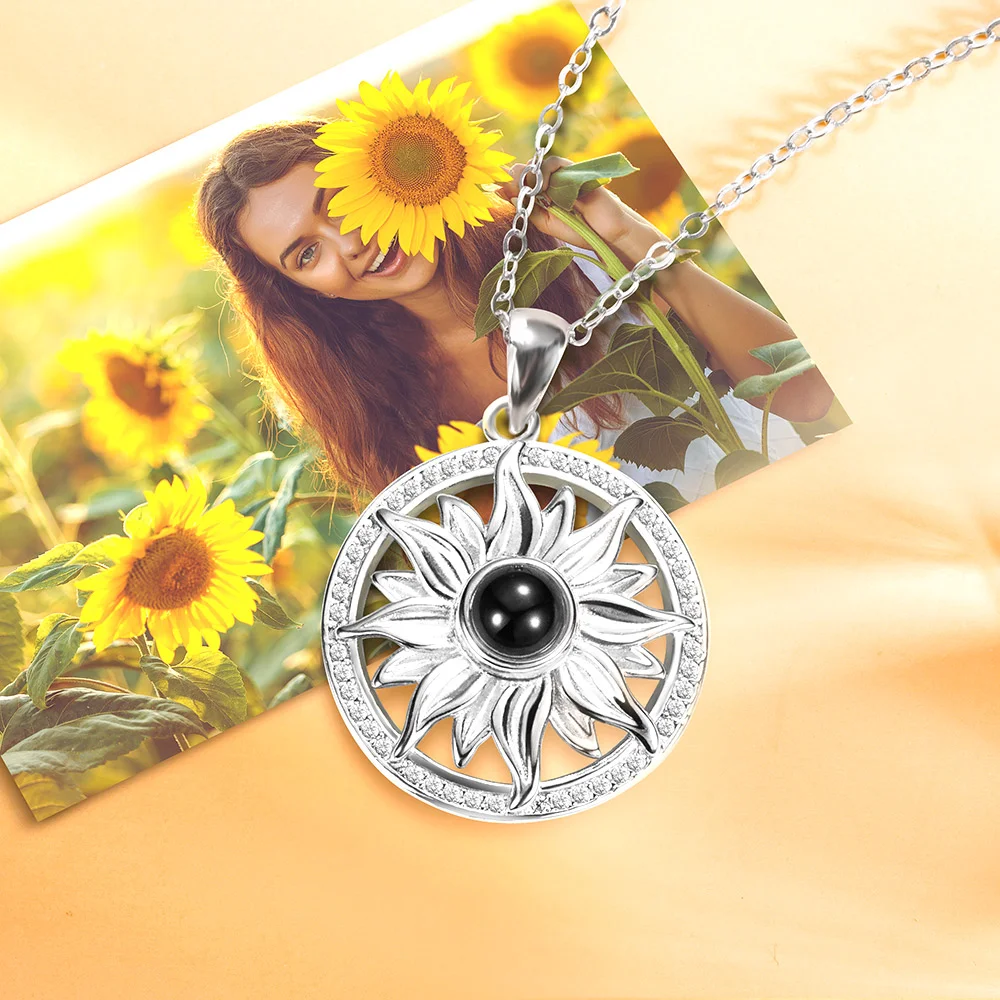 Personalized Sunflower Projection Necklace