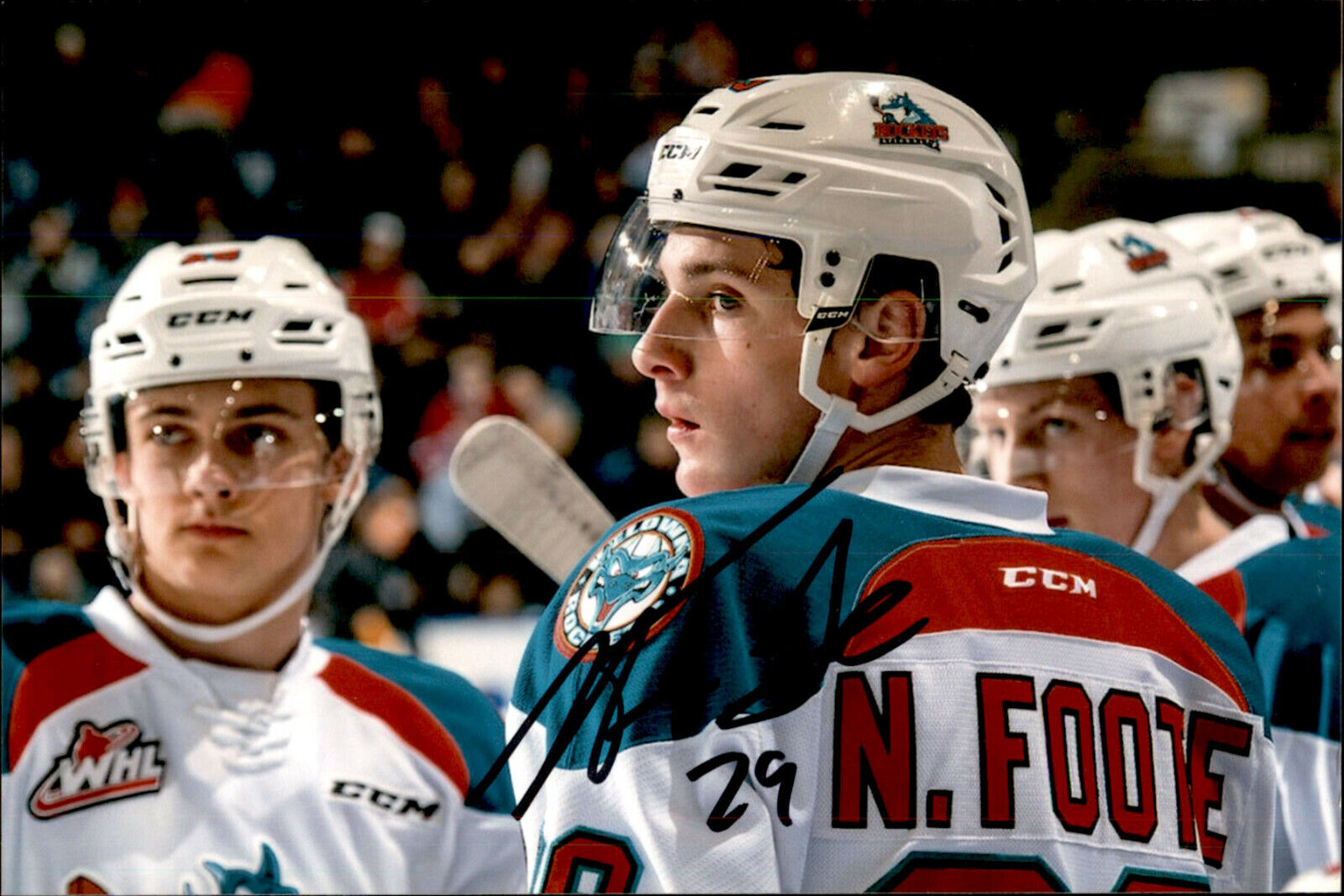 Nolan Foote SIGNED autographed 4x6 Photo Poster painting KELOWNA ROCKETS / NEW JERSEY DEVILS #7