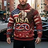 Men's Vintage 250th Anniversary American Flag Eagle Camouflage Print Pocket Hoodie by Inlyline