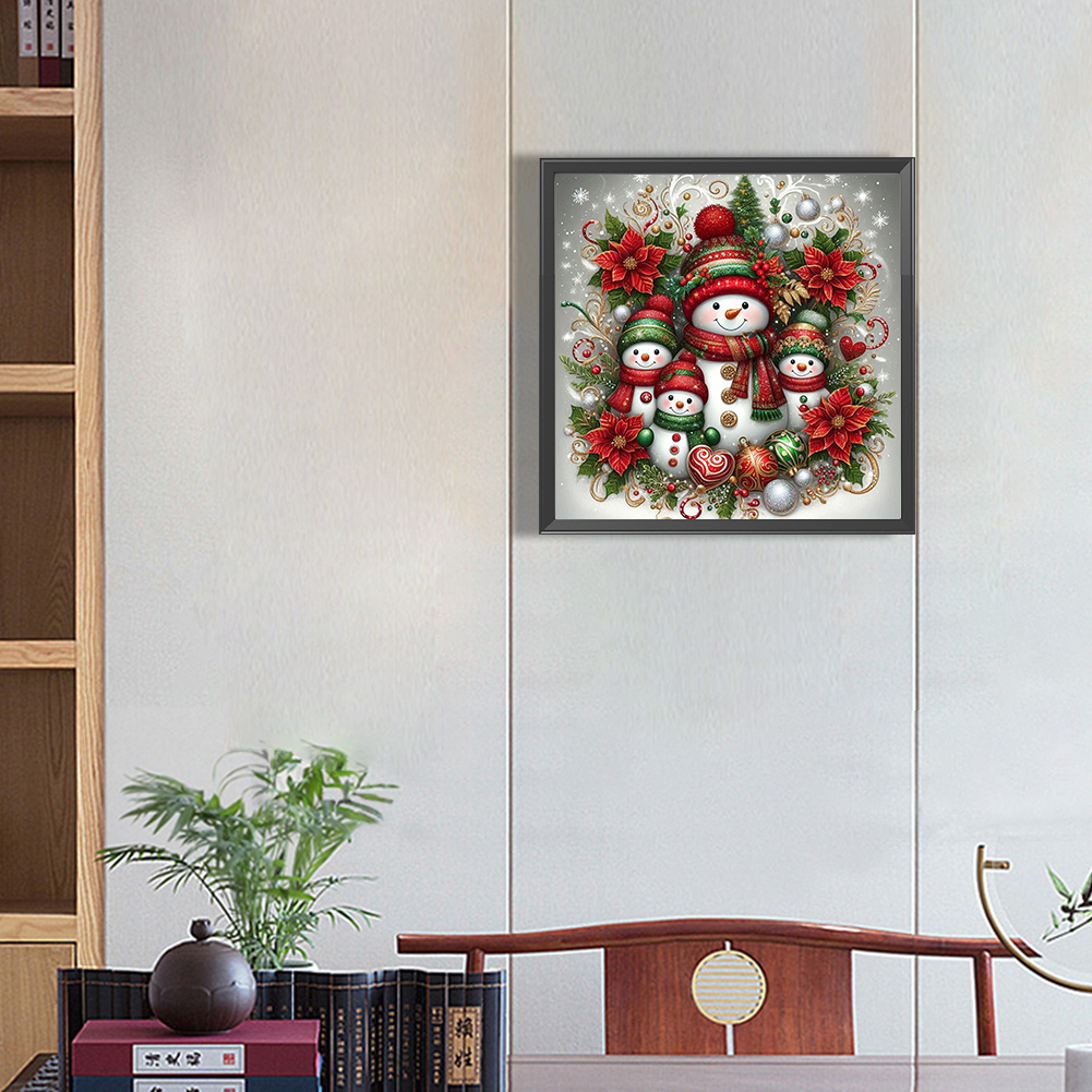 Christmas Snowman-Partial AB Round Diamond Painting-30*30CM