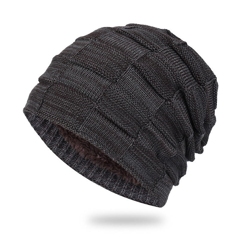 Men Vintage Warm Knitted Beanie Hat Outdoor Tactical Hat With Fleece Lining