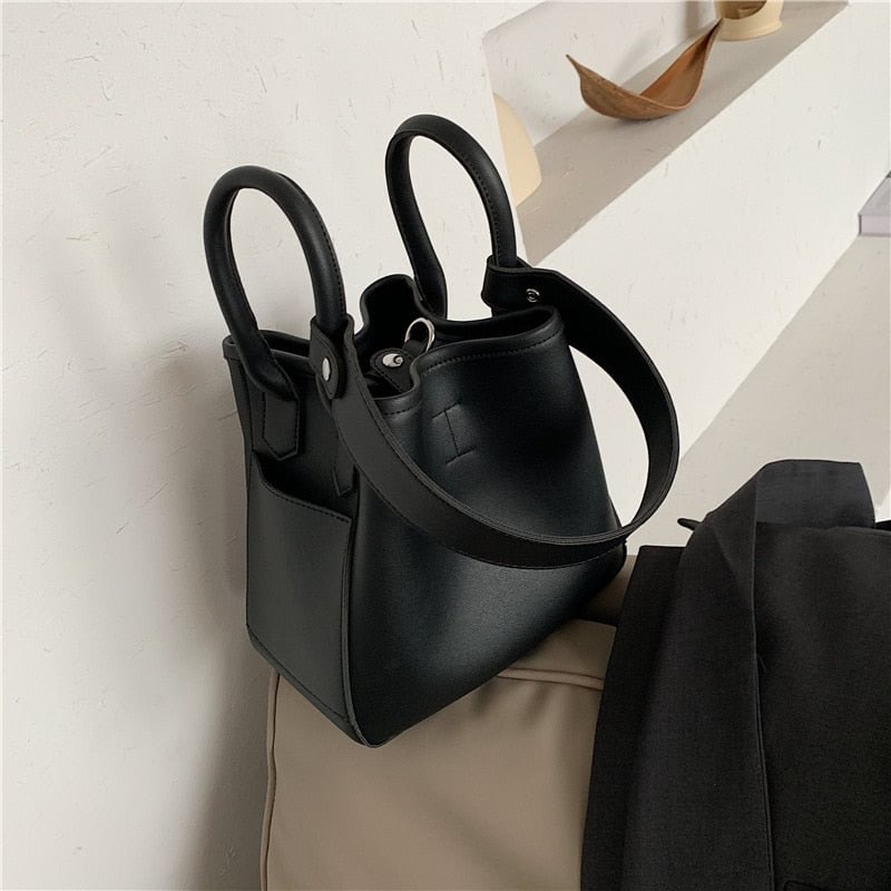 High quality women Bucket shoulder Bag 2022 New Korean Fashion lady Messenger Bag pu leather Ladies Handbag and purse tote khaki