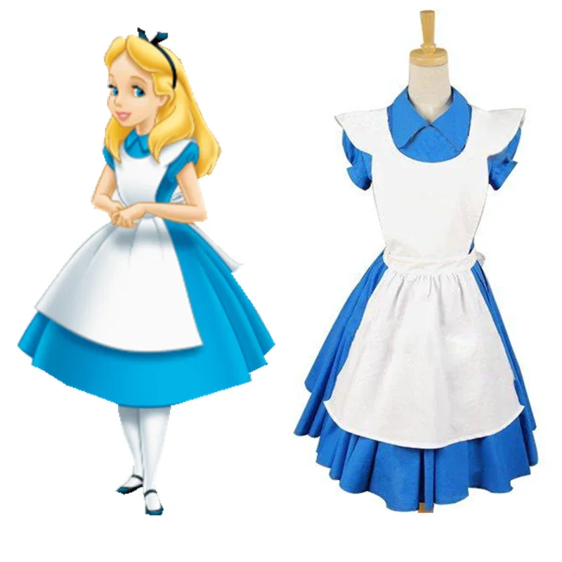 Alice In Wonderland Movie Blue Alice Dress Costume Halloween Carnival Suit