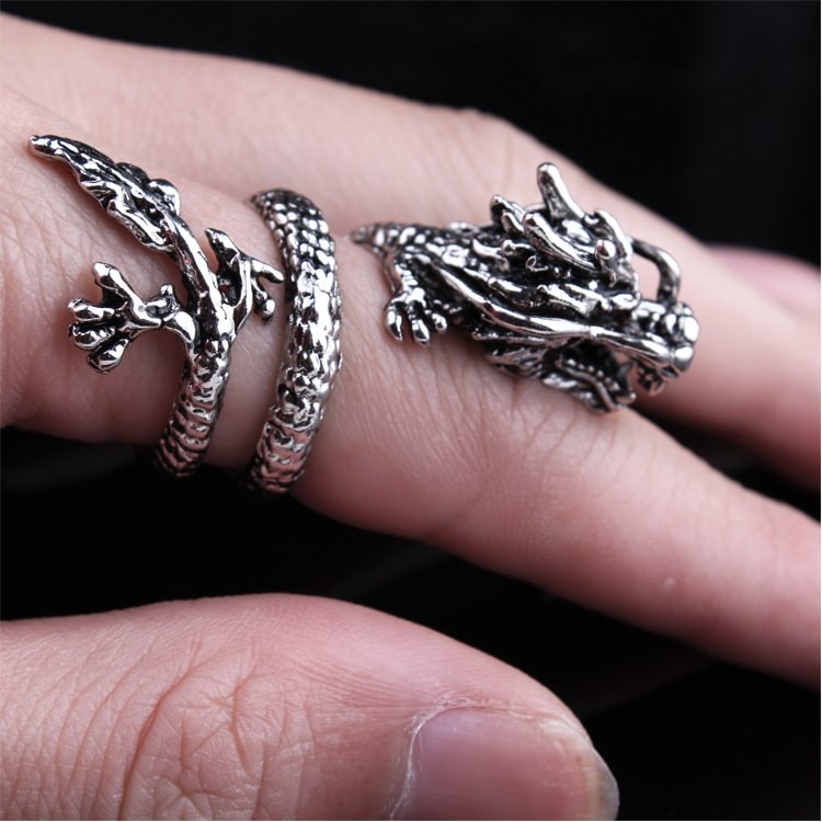 Punk style domineering joint adjustable dragon ring
