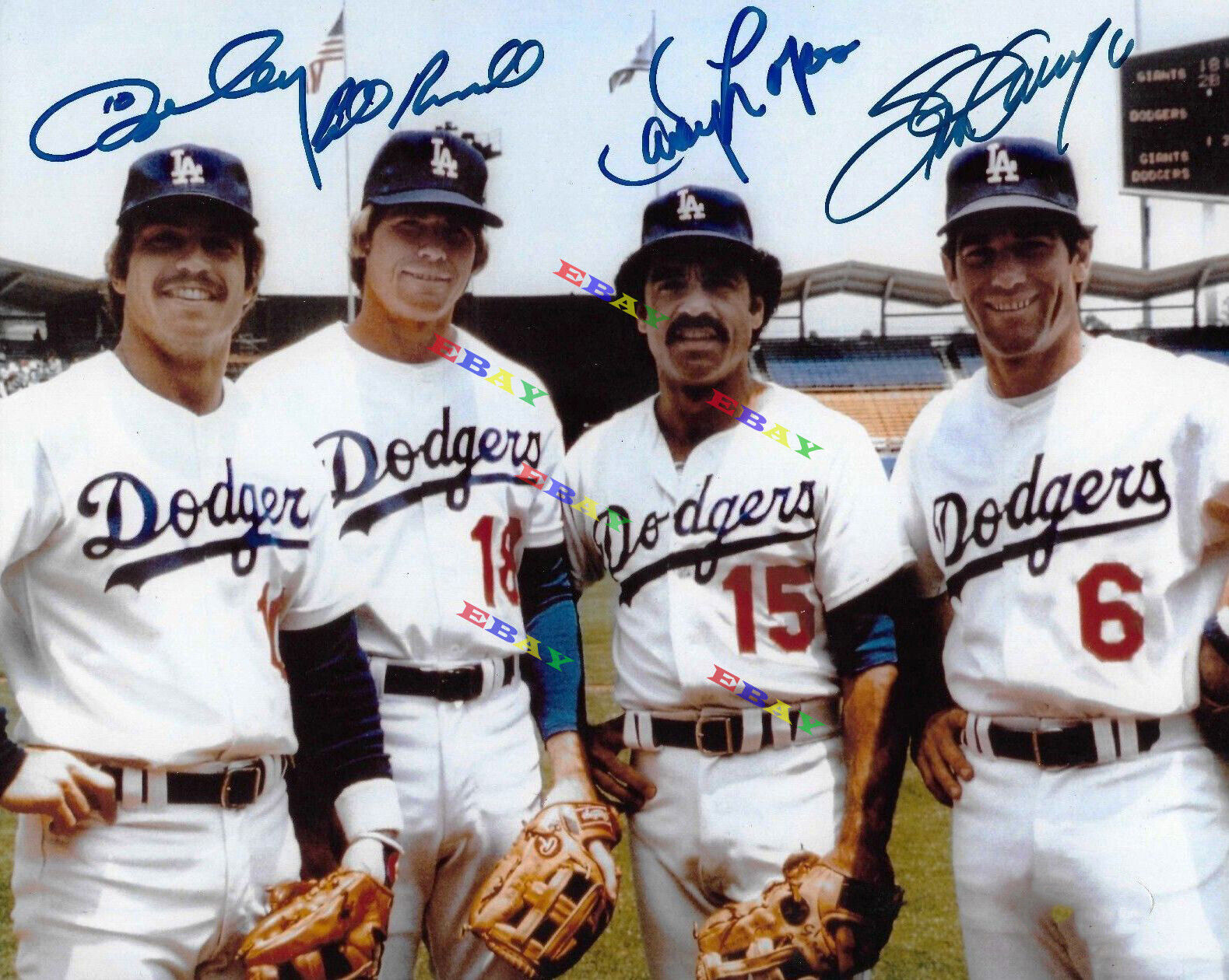 Dodgers Infield Steve Garvey Ron Cey Davey Lopes Signed 8x10 Photo Poster painting Reprint