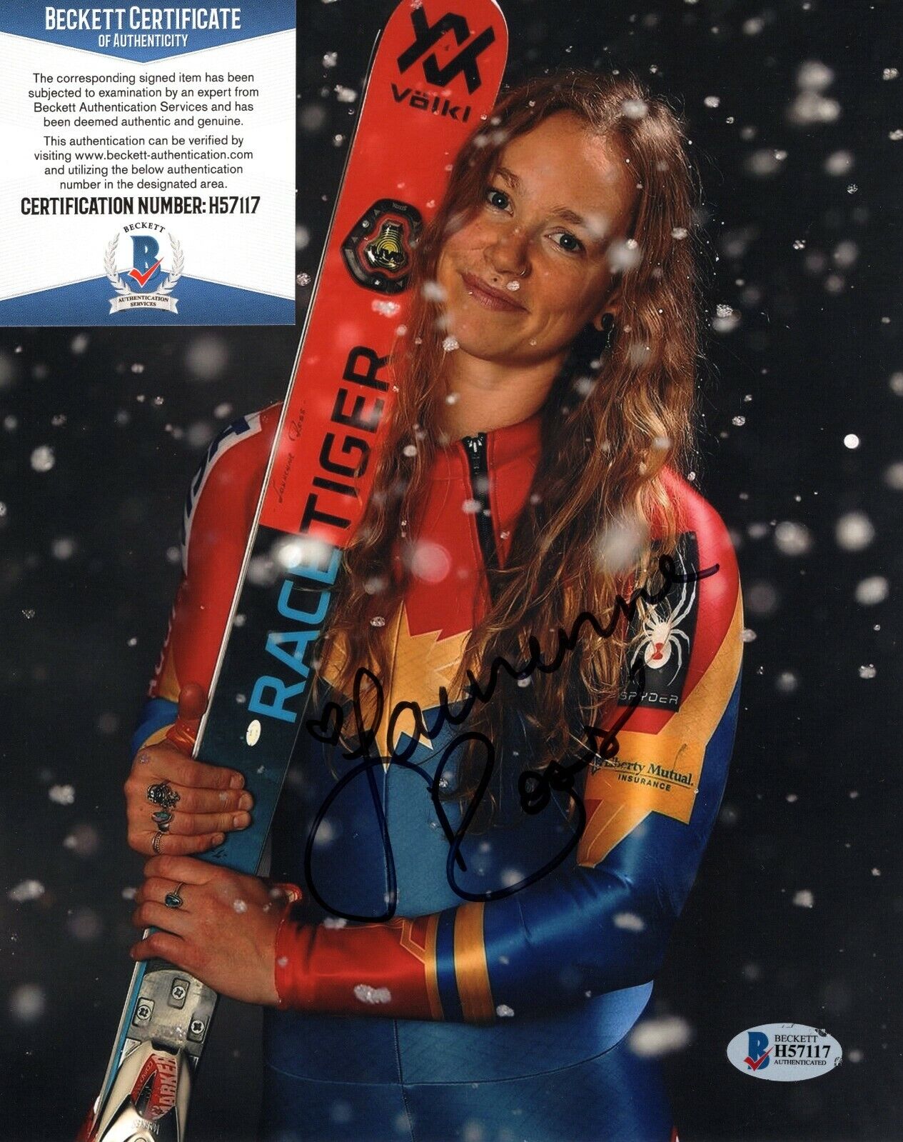 Laurenne Ross Skier Olympian Hand Signed Autograph 8x10 Photo Poster painting BAS Beckett COA