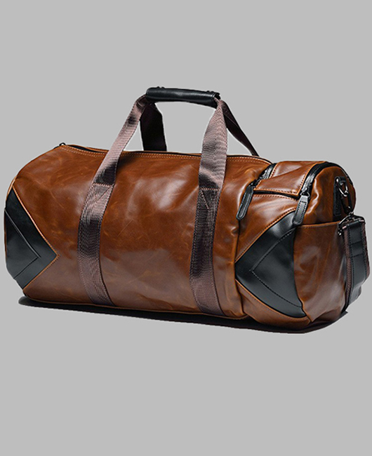 Business Patchwork PU Leather Travel Duffel Bag