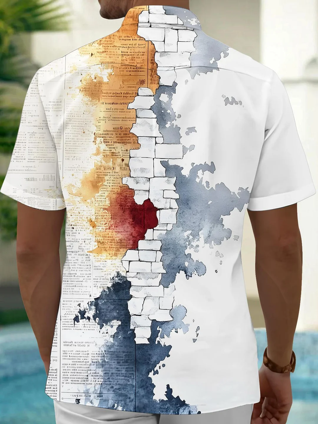 Retro Art Print Men's Pocket Short Sleeve Shirts