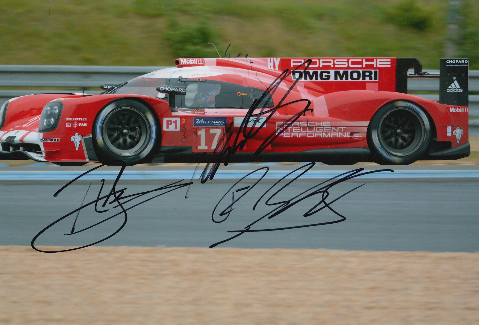 Webber, Hartley, Bernhard Hand Signed Red Porsche 919 Photo Poster painting 12x8 Le Mans 4.