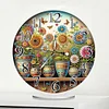 (US Local)Acrylic Special Shape Garden Potted Plant 5D Diamond Painting Clock Art Craft Kit