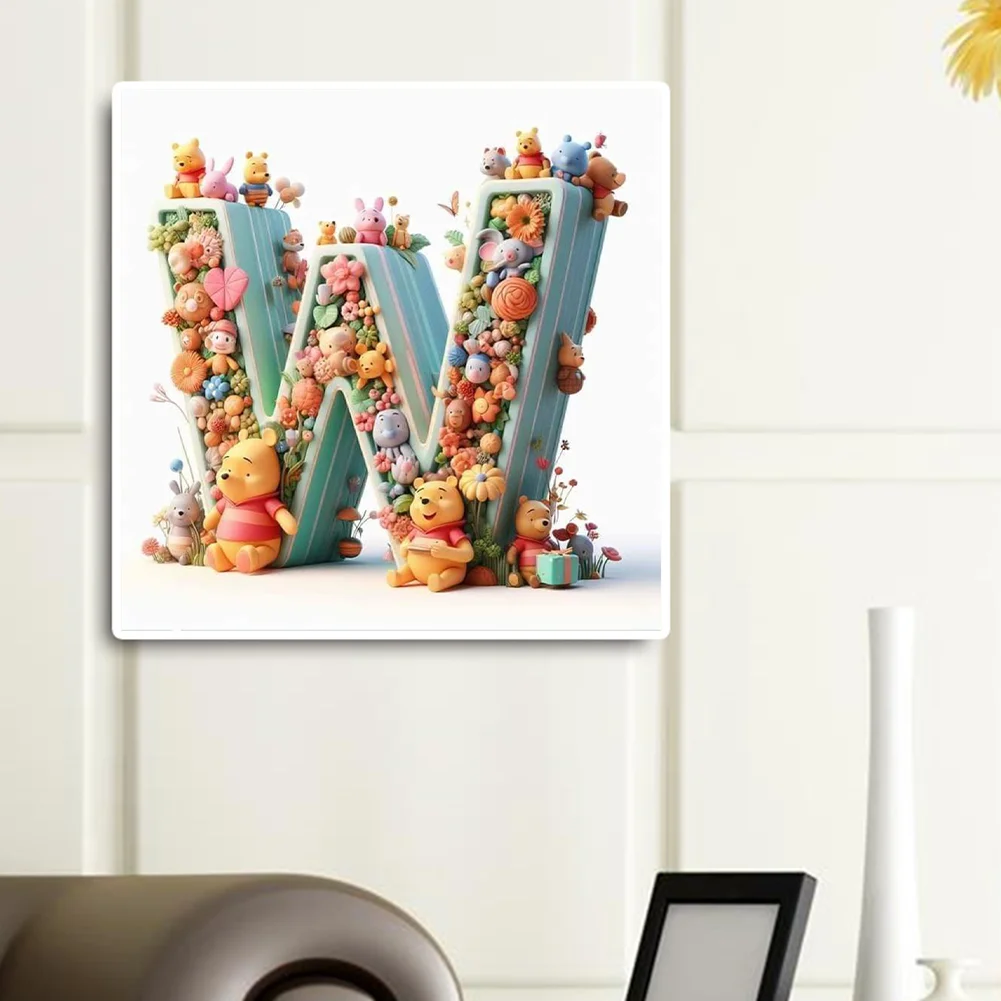 Full Round Diamond Painting 30*30cm - Winnie The Pooh'S 26 Letters W