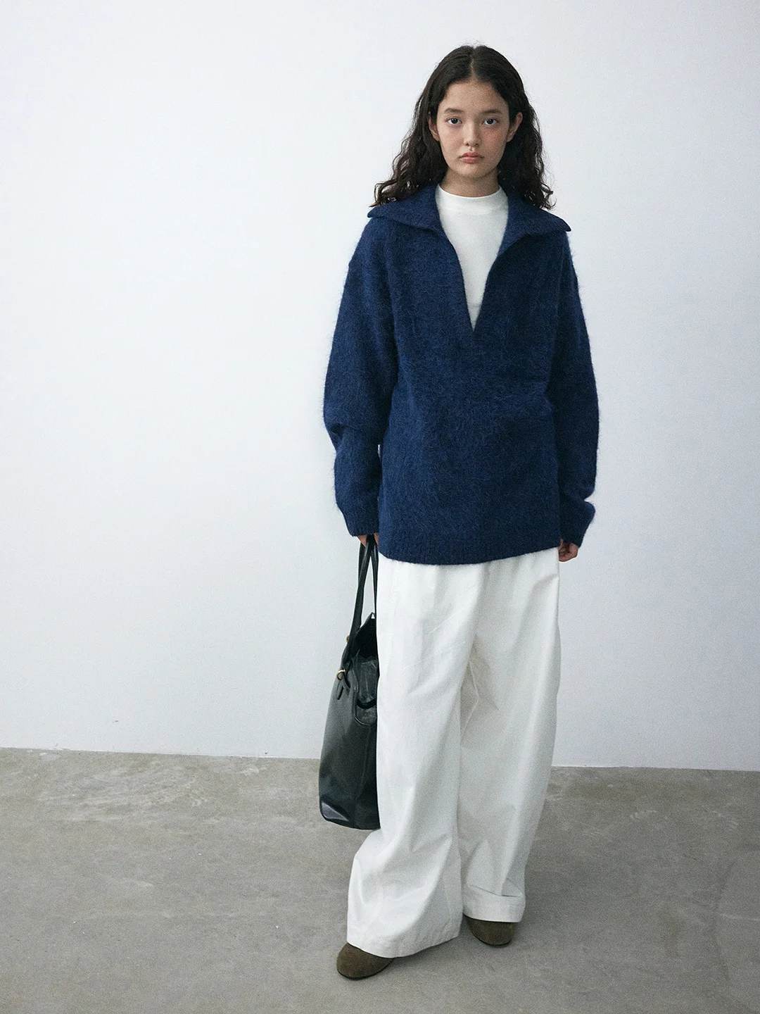 Toloer [Daihe] Winter New Casual High Waist Full Cotton Draw Rope Yeast Wash Arc Versatile Wide Leg Jeans H7719-Outfit Ideas