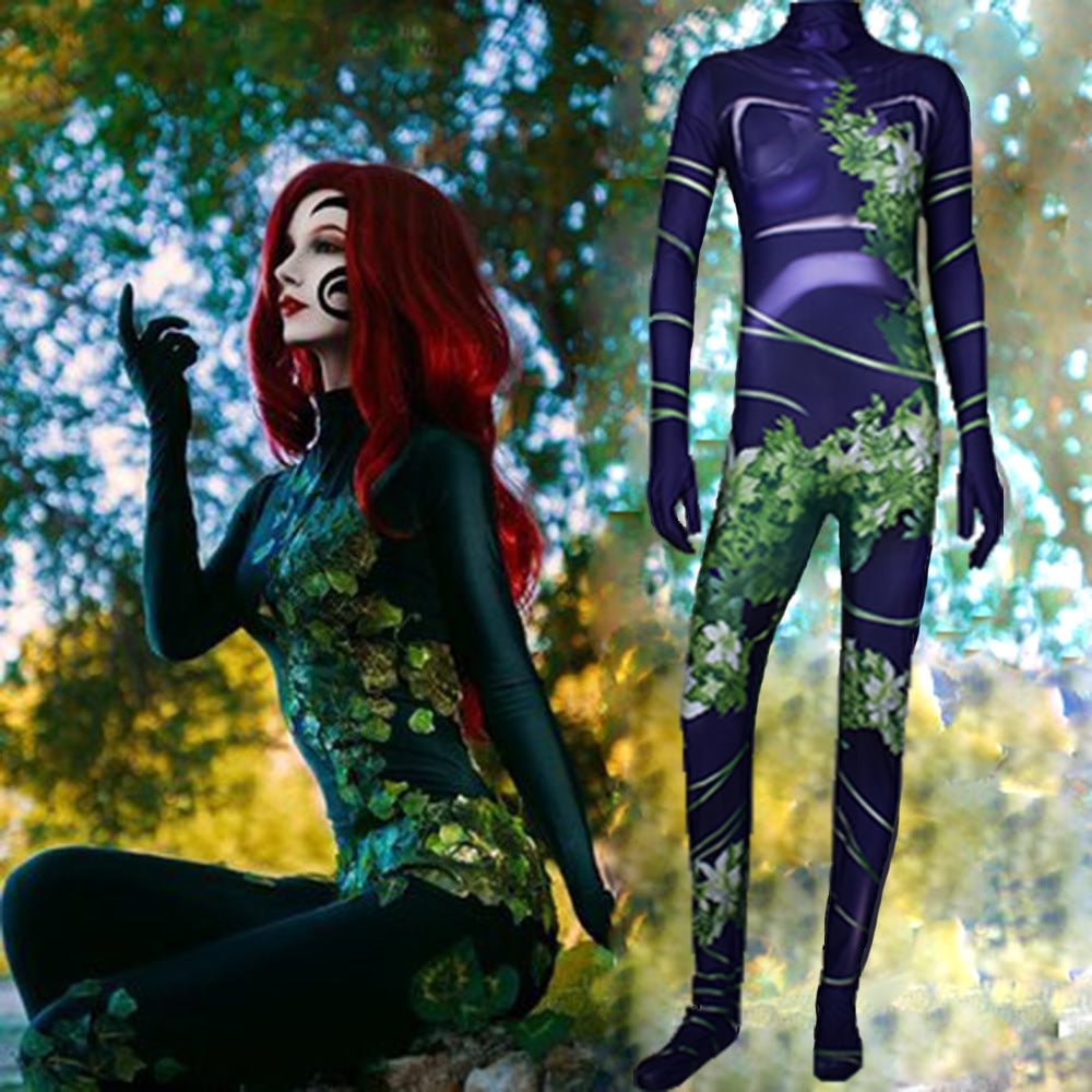 Poison Ivy Plantgirl DyeSub Printing Cosplay Costume Zentai Bodysuit Suit-elleschic