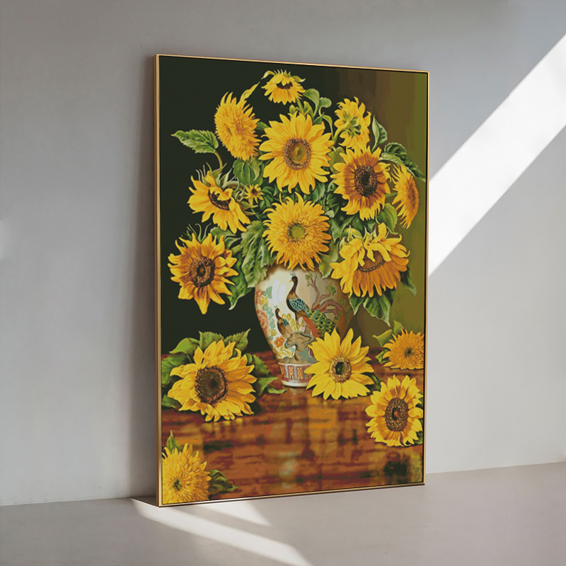 KZ-JJ1308-Sunflower vase Painting Fairy Cross Stitch