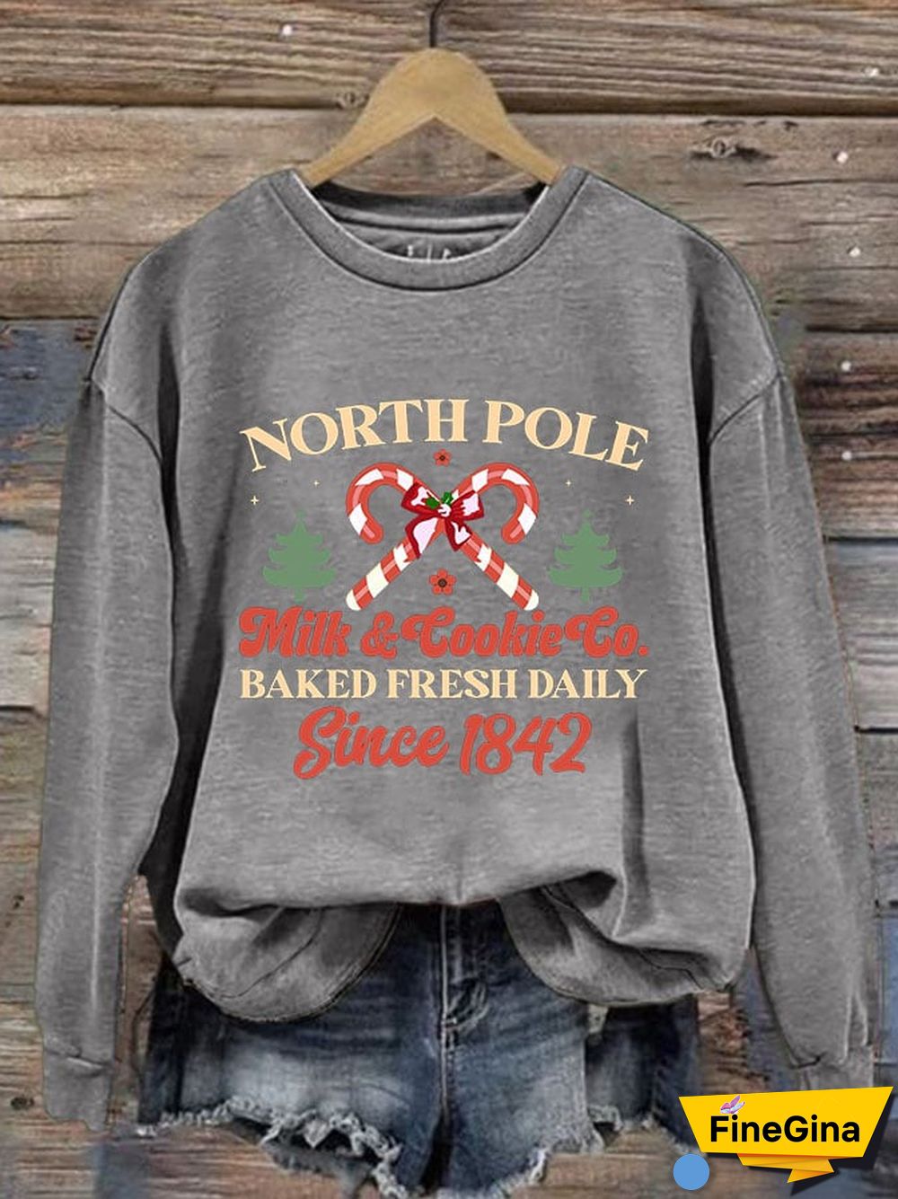 Women's North Pole Milk & Cookie Co Baked Fresh Daily Since 1842 Print Sweatshirt