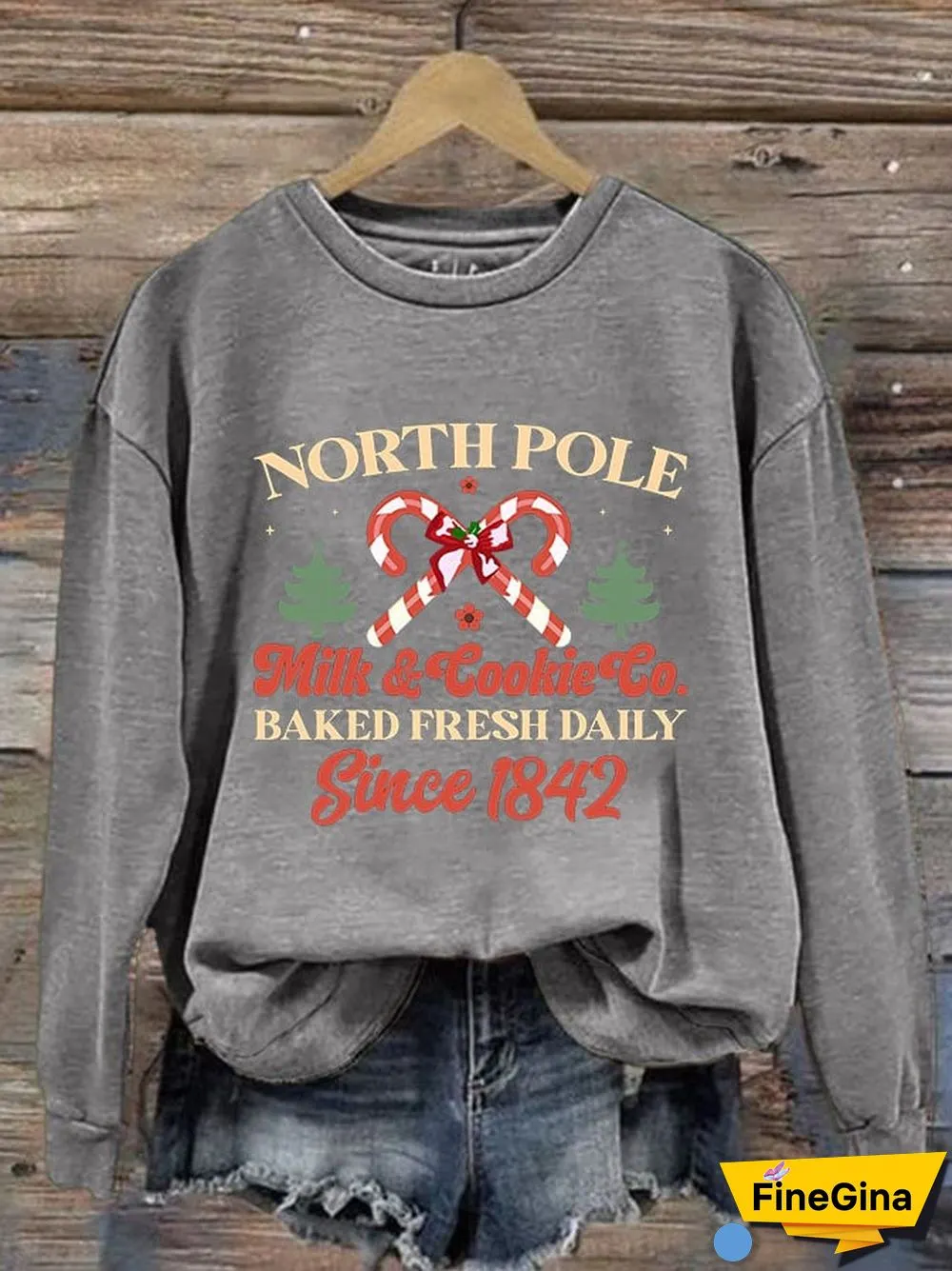 Women's North Pole Milk & Cookie Co Baked Fresh Daily Since 1842 Print Sweatshirt