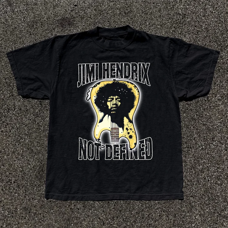 Music & Singer Portrait-Jimi Hendrix-Graphics Print Pattern Casual Cotton T-Shirt