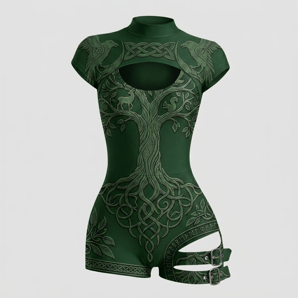 Viking-Style Tight-Fitting Swimsuit Bodysuit