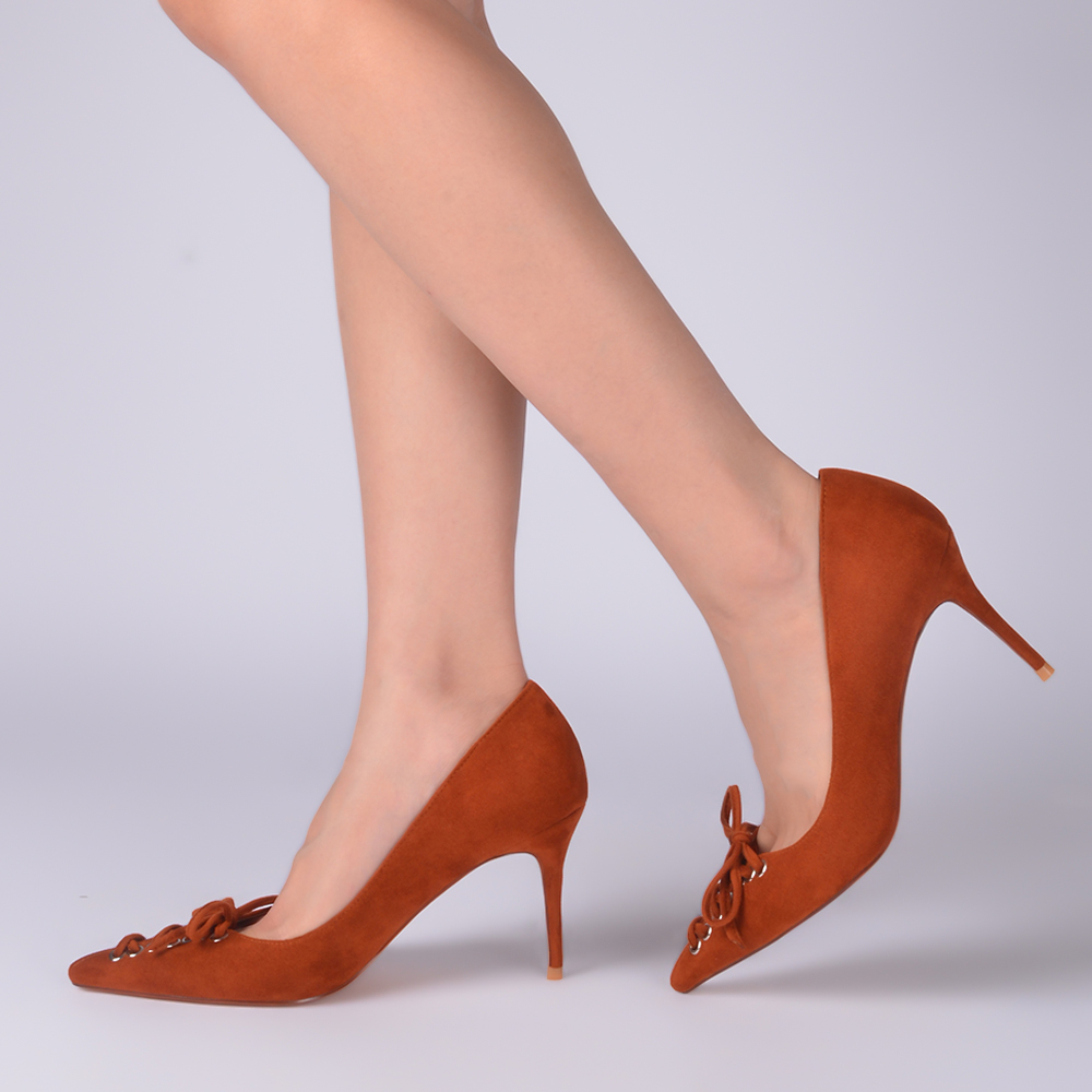 Orange Strap High Heels Pointed Toe Pumps