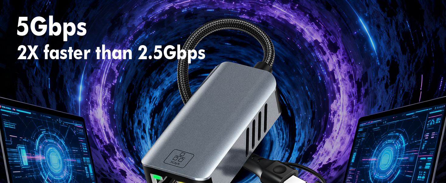 This is a USB C to RJ45 Ethernet adapter 5Gbps for laptops.