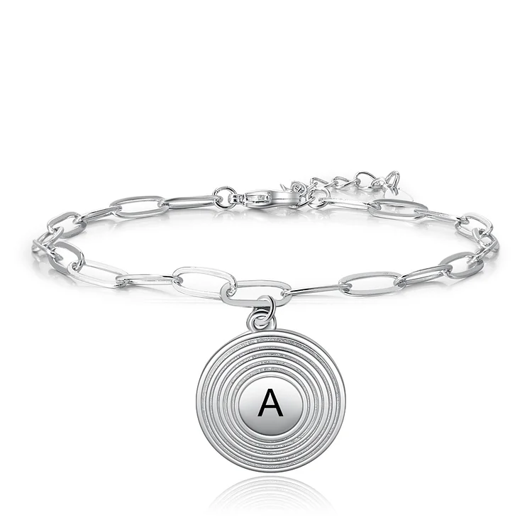 Pulsera con 1 nombre personalizado y colgante redondo