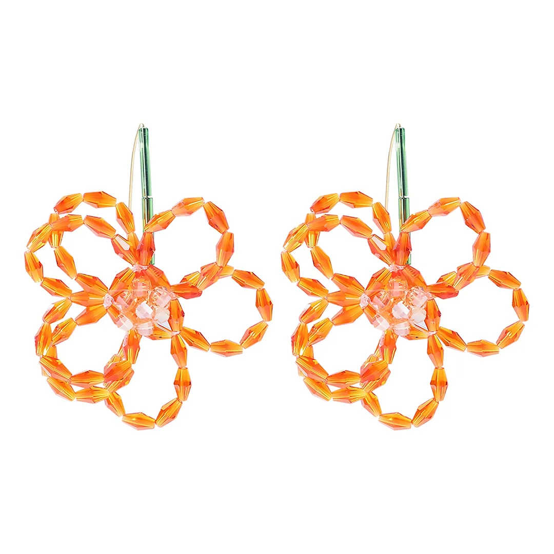 Dvacaman Orange Light Purple Flower Earrings High Quality Handmade Acrylic Beaded Flower-Shaped Dangle Earring For Women Jewelry