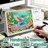 Bird Diamond Art Monthly Flip Tabletop Calendar January 2027 - December 2028 Small Desktop Calendar Planner 24 Months for Living Room Bedroom Office Desk Gift Giving