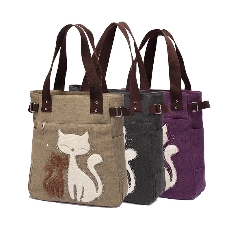 Women’s Cute Cat Canvas Shopping Bags