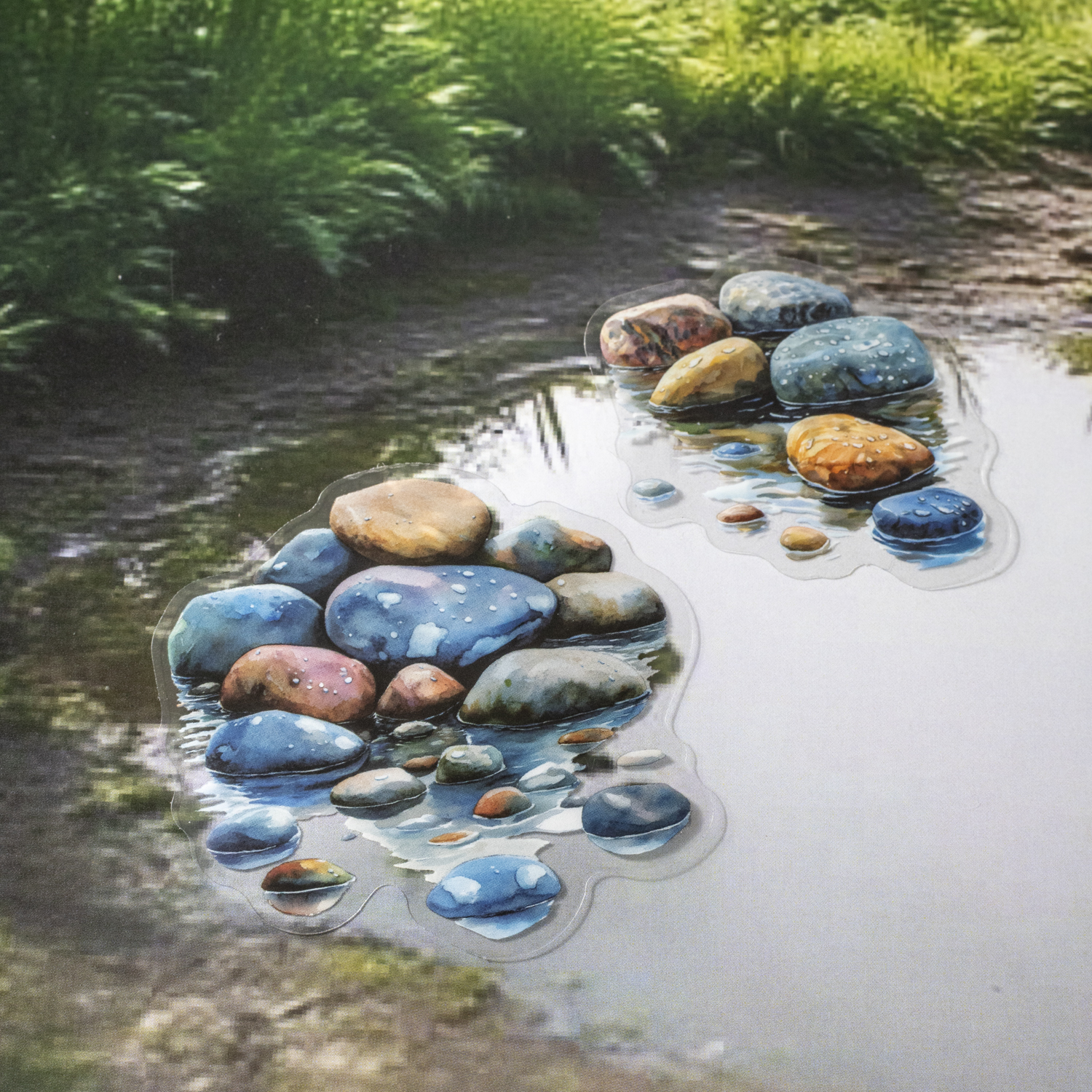 PET 스티커 - 웅덩이의 길 시리즈 빈티지 물돌