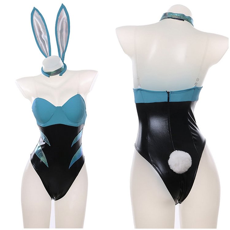 League of Legends LOL Bunny Girl Jumpsuit Outfit KDA Groups Akali The Rogue Assassin Halloween Carnival Suit Cosplay Costume