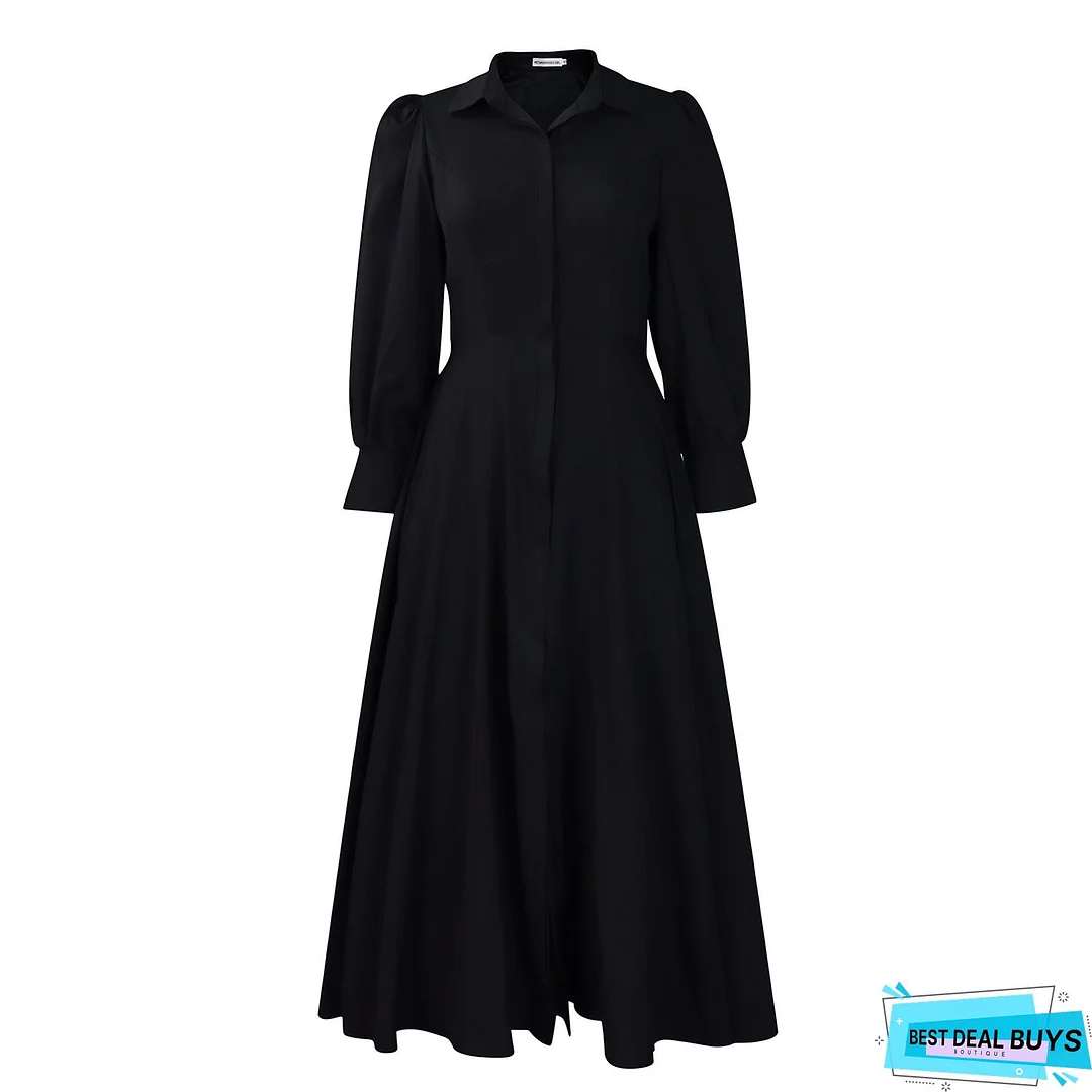 Solid Color Long Sleeve Round Neck Bow Long Skirt