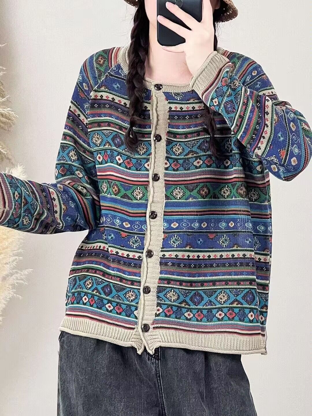 Chicfifth Sweater Women Winter Long Sleeve High Quality Autumn Vintage Top Knitted Cardigan