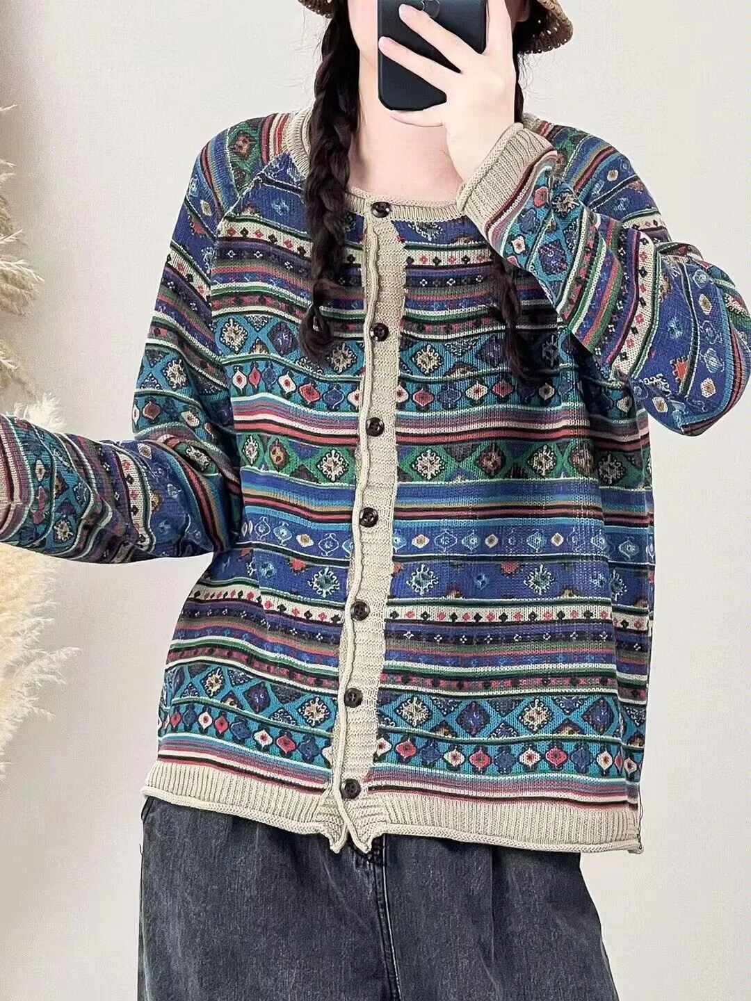 Chicfifth Sweater Women Winter Long Sleeve High Quality Autumn Vintage Top Knitted Cardigan