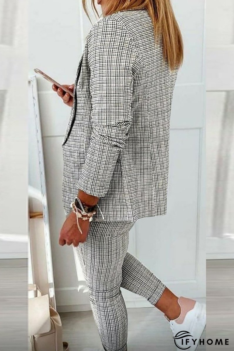 Casual Street Plaid Patchwork Turndown Collar Long Sleeve Two Pieces(4 Colors) | IFYHOME