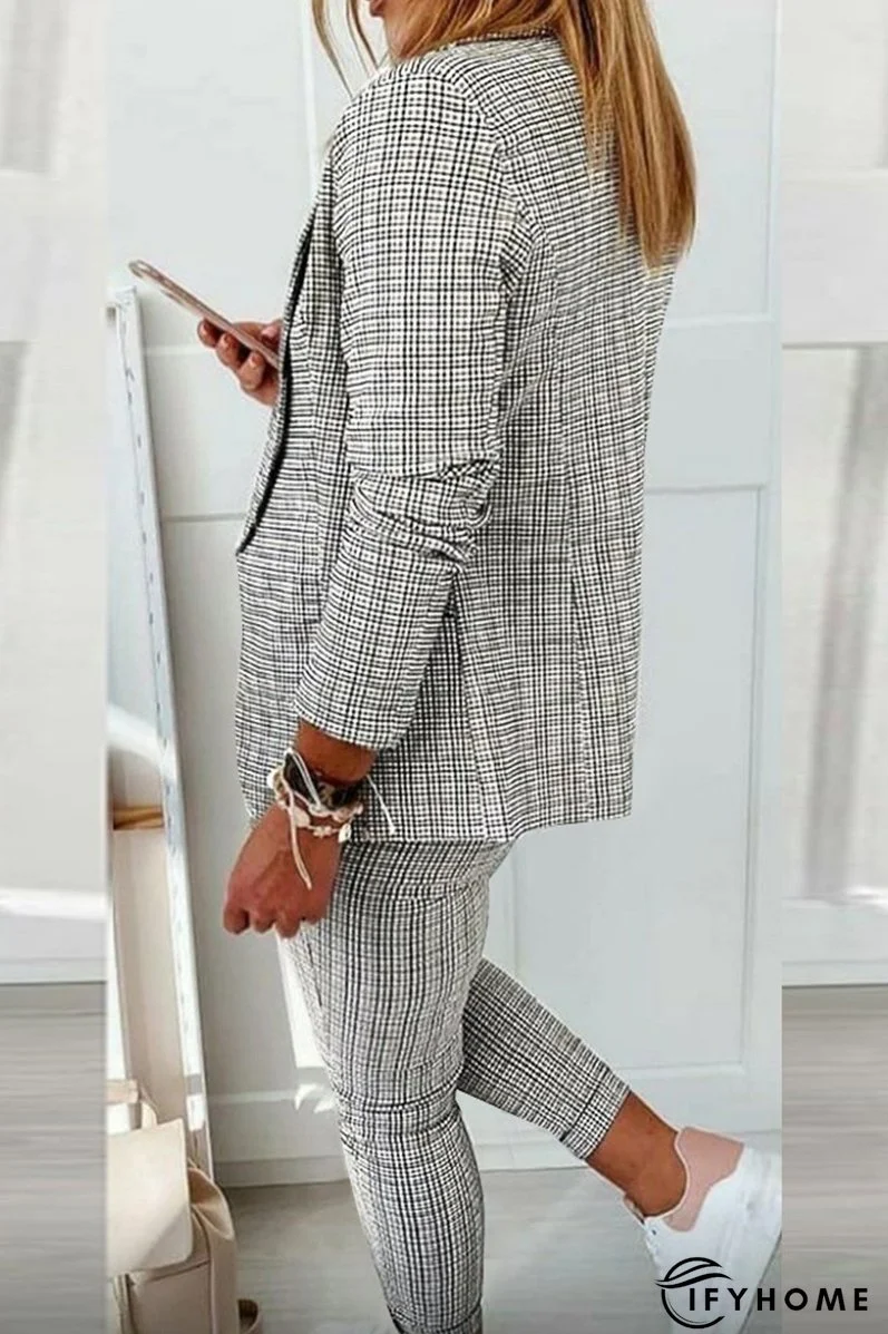 Casual Street Plaid Patchwork Turndown Collar Long Sleeve Two Pieces(4 Colors) | IFYHOME