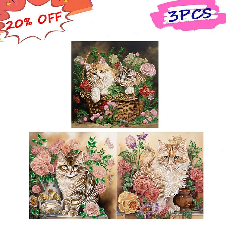Flowers And Cats 30*30CM (Canvas) Special Drill Diamond Painting gbfke