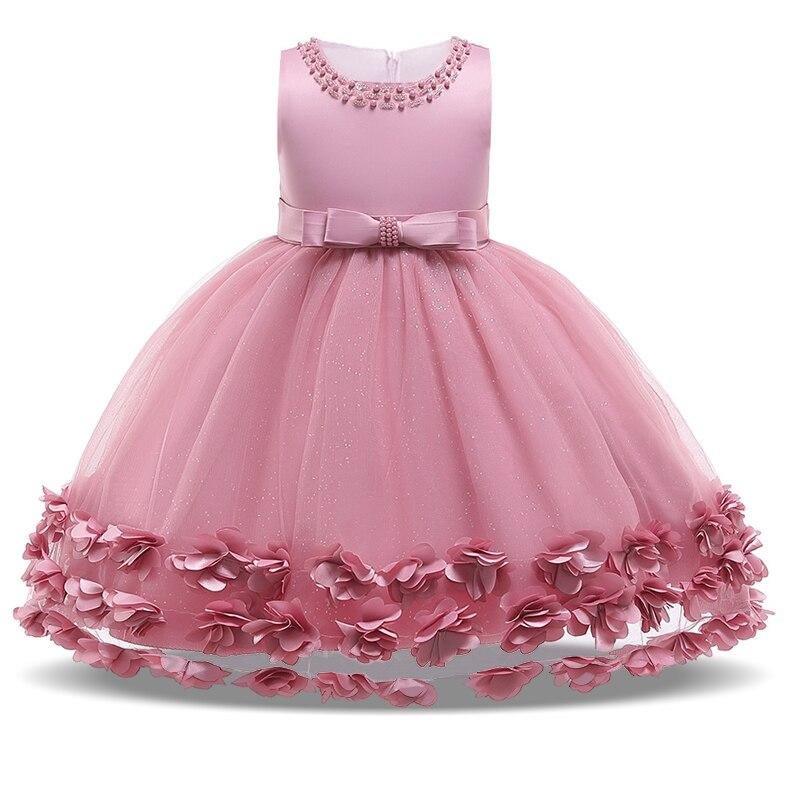 2021 Summer Baby Infant Dress Girl Clothes Kids Dresses For Girls Children Solid Petal Birthday Party Princess Dress Beading