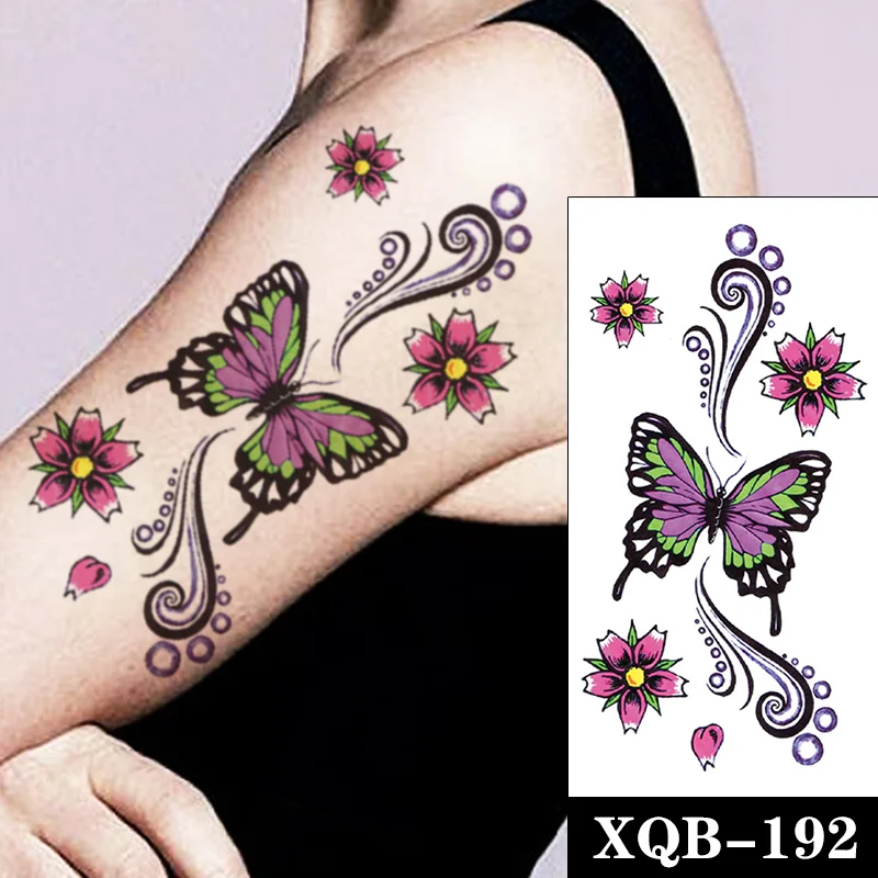 Sdrawing Butterfly Waterproof Temporary Tattoo Sticker Color Flower Totem Fake Tattoos Flash Tatoos Arm Body Art for Women Men
