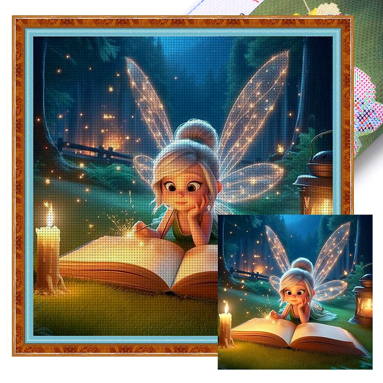 『YiShu』Tinker Bell Elf Reading - 11CT Stamped Cross Stitch(40*40cm)