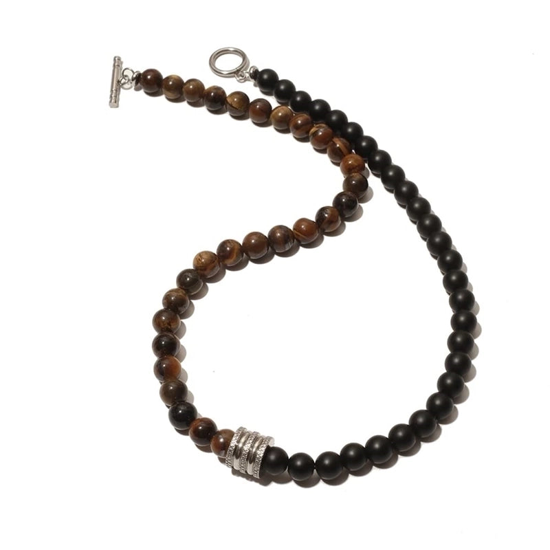Minimalist Round Natural Stone Beaded Men’s Necklace